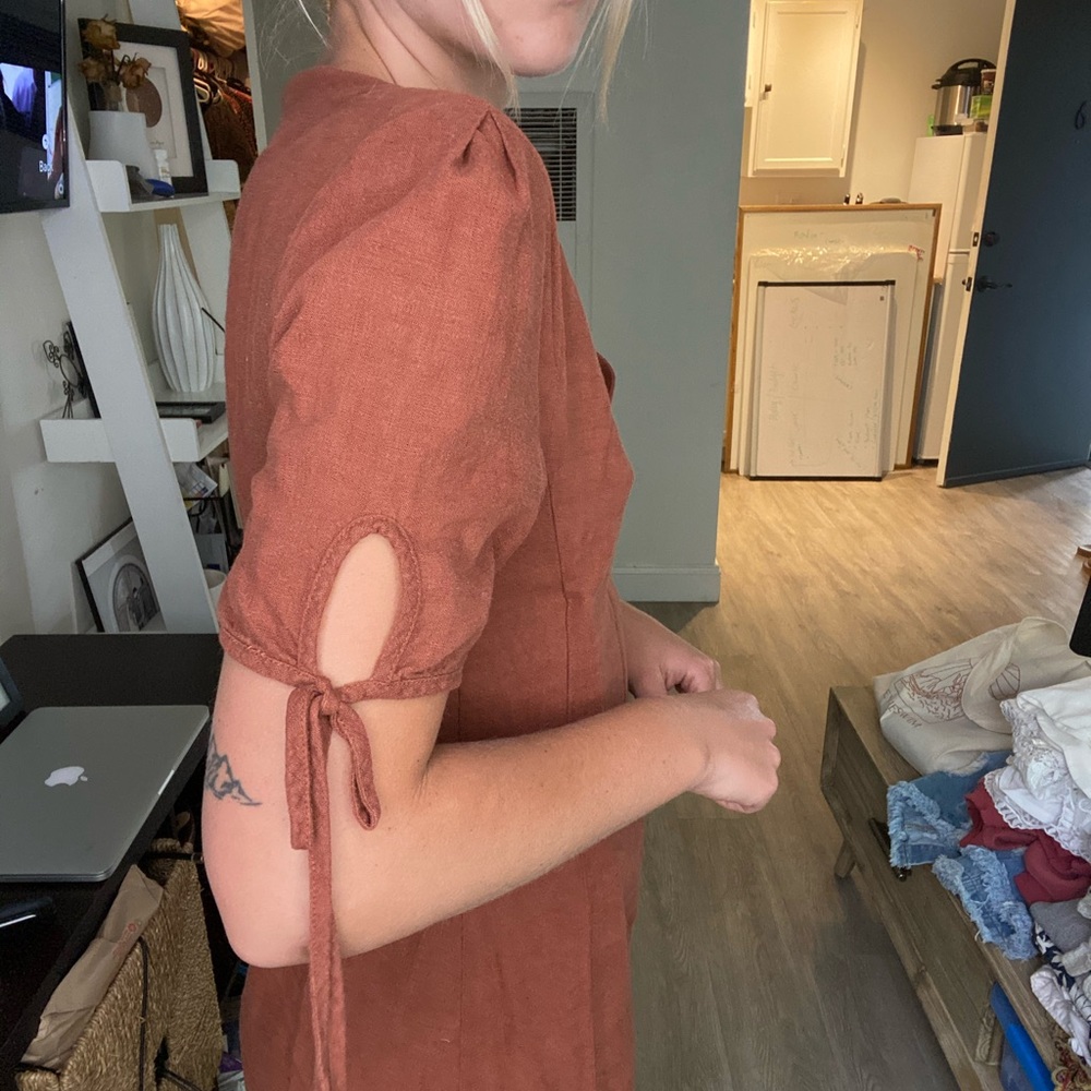 Linen Wrap Dress - Picture 2 of 4